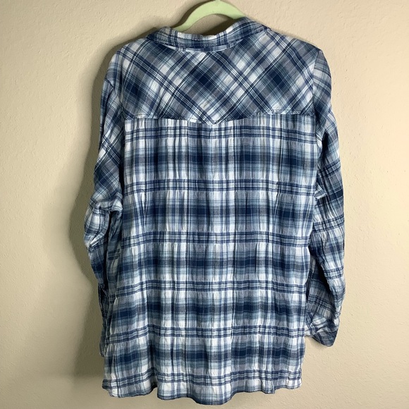 a.n.a. A NEW APPROACH LS/ROLL TAB BLU/WHT SHIRT 3X - Picture 3 of 8